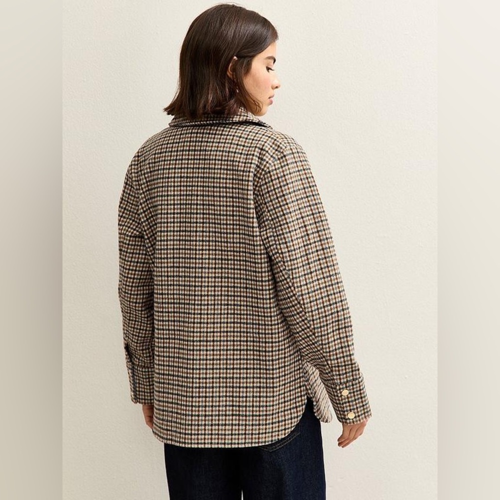 Mango Camel & Brown Houndstooth Shirt Jacket PTP 24”, L29”